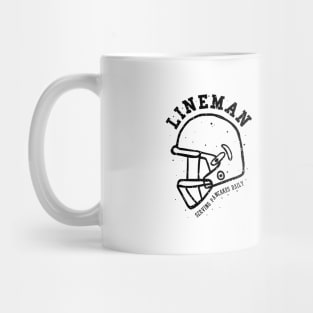 lineman serving pancakes daily foot ball helmet Mug